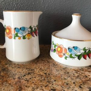 Kalocsa RARE vintage collectible Hungarian handpainted porcelain sugar/creamer